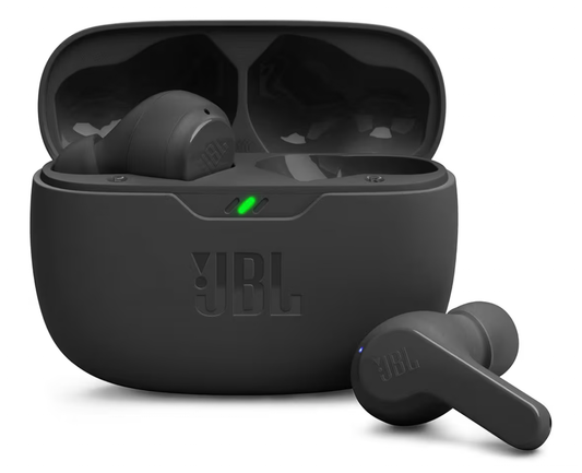 JBL Wave Beam True Wireless Earbuds, Deep Bass, Comfort Fit, 32H Battery, Smart Ambient, TalkThru, Hands-Free + VoiceAware, Water and Dust Resistant - Black, JBLWBEAMBLK