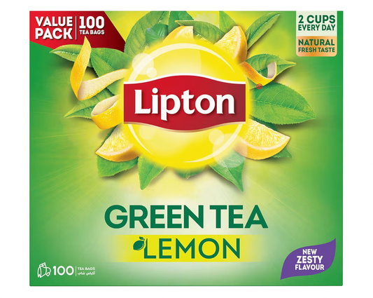 Lipton Green Tea Lemon, 100 Lipton Tea Bags, New Improved Tea Formula, Stronger Lemon Flavor, Value Pack