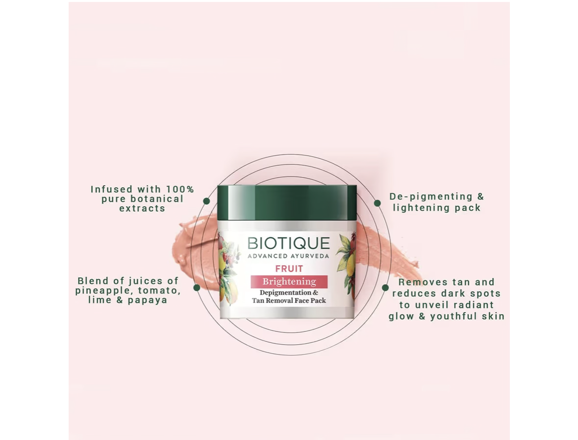 Biotique Bio Fruit Whitening And Depigmentation & Tan Removal Face Pack, 75g