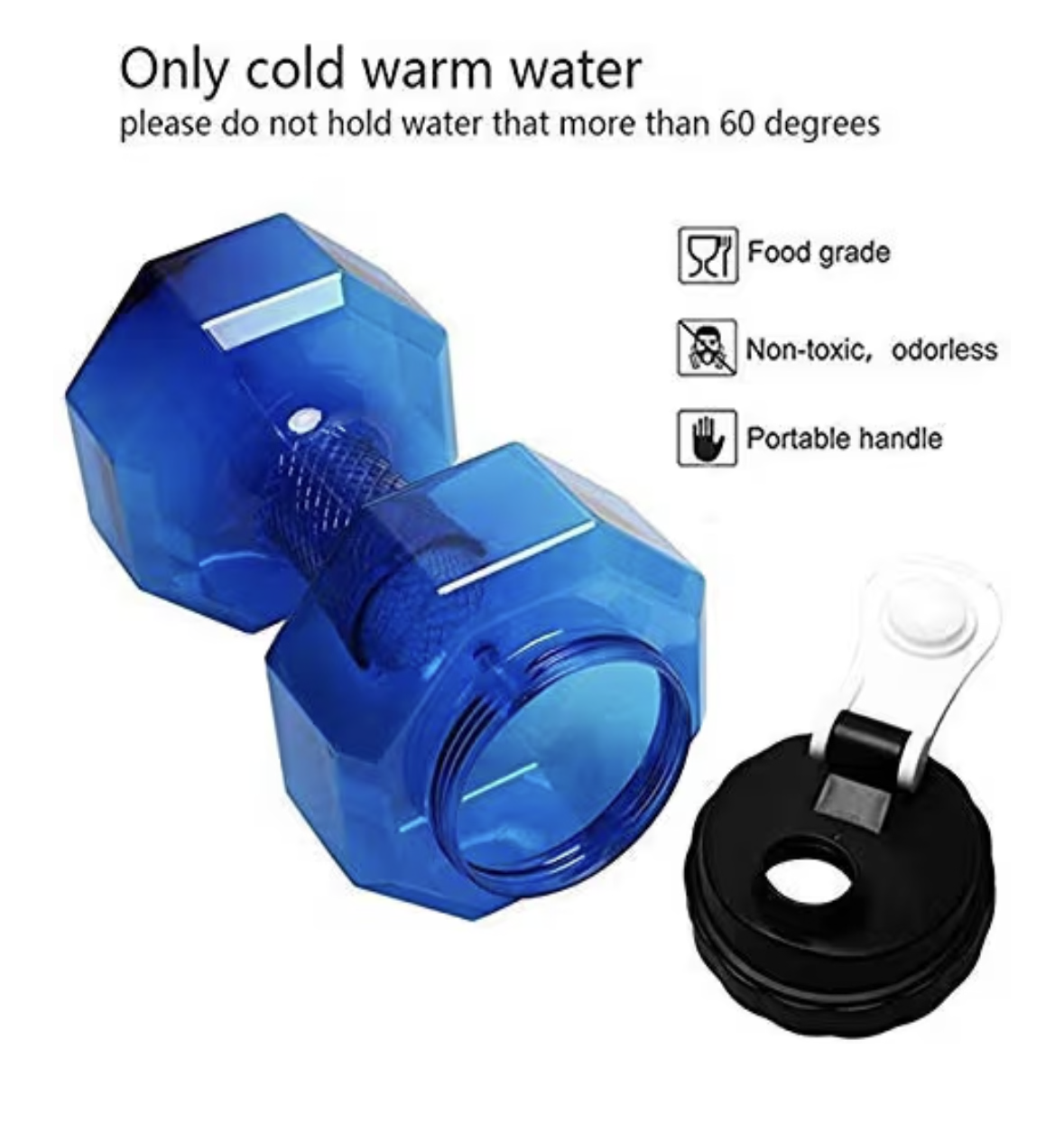 2.5L Dumbbell Shape Water Bottle, Eco Sports Fitness Exercise Water Jug for Gym Rose (Adults Unisex)