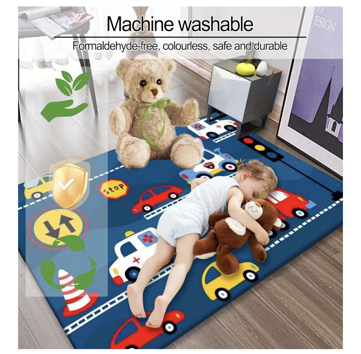 Rug for Kids Room, 80 * 160cm Kids Cars Baby Play Mat Kids Rug for Floor, Kids Classroom Rug Play Carpet for Children Bedroom Playroom (Transportation Cars)
