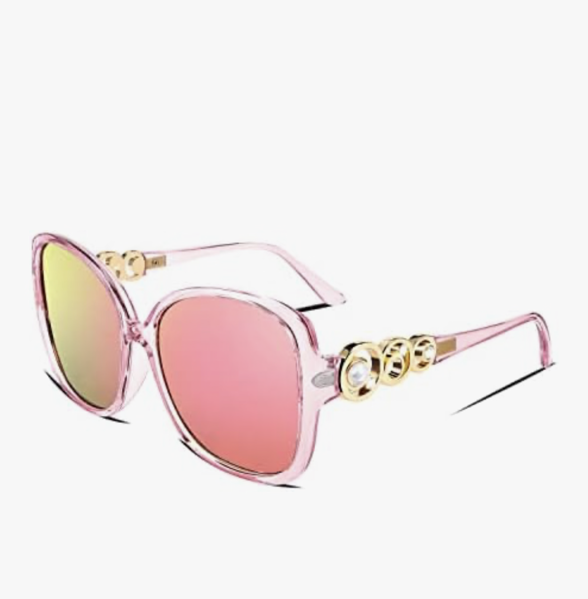 FEISEDY Polarized Fashion Sunglasses Oversized Women Trendy Square Frame with Pearl Sparkling B2821