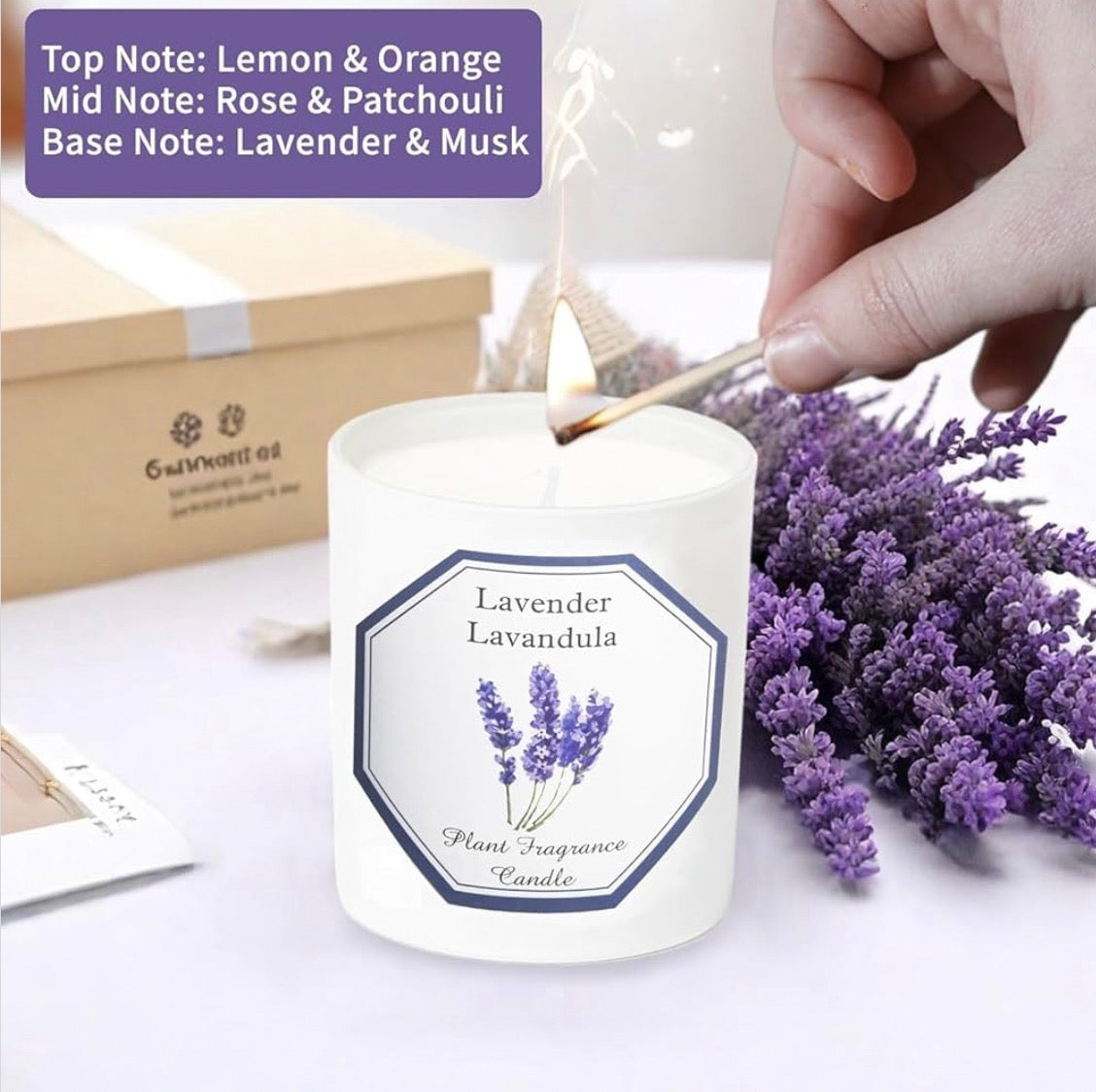 Lavender Scented Candles for Home, Natural Soy Wax Scented Candles for Home, Aromatherapy Candles for Relaxation, Stress Relief & Christmas Gifts, 6 oz 40 Hours Long Burning