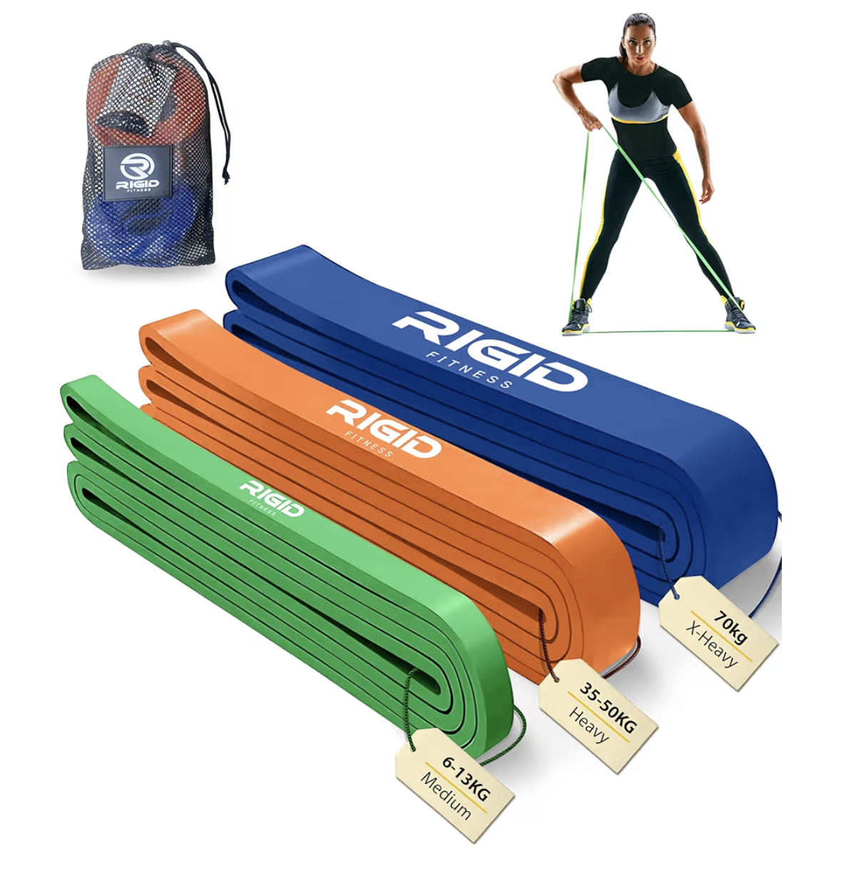 Resistance Bands Set - Heavy Duty Rubber Bands, Pull up Assistance bands, Stretching bands, Exercices Bands for Bodybuilding Workout and Home Workout- 3 Levels (Light, Medium & Hard)