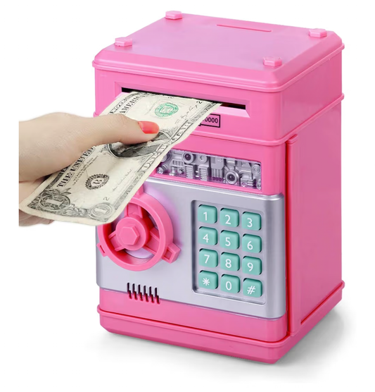 Refasy Piggy Bank for Girls & Boys, 4-11 Years - Electronic ATM Money Bank for Kids & Adults, Safe Coin Bank Toy, Pink