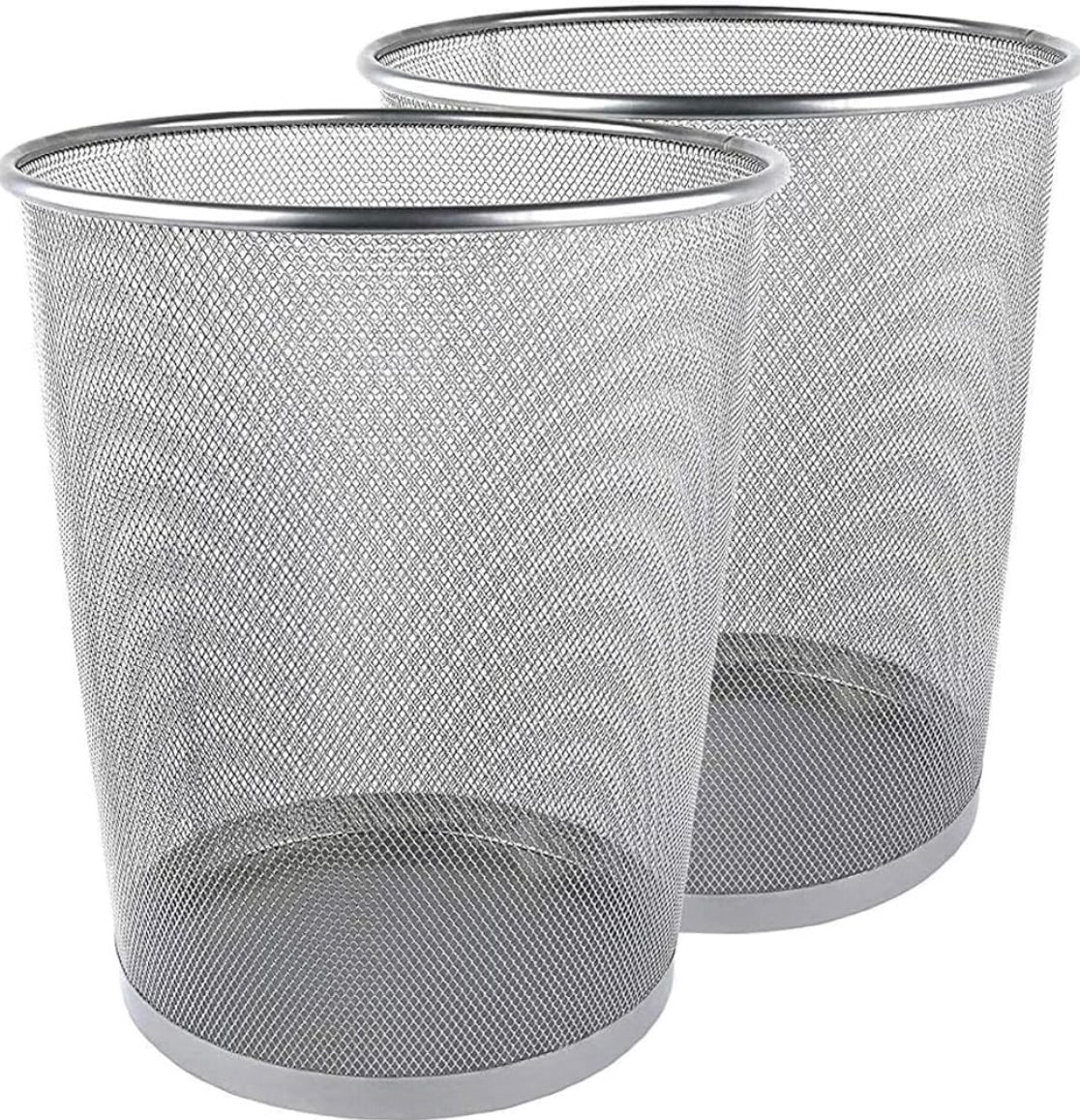 2 Pcs Waste Basket | Trash Can Metal Wire Circular Mesh Bin | Lightweight and Stylish | Ideal Garbage Trash Can for Home & Office Waste