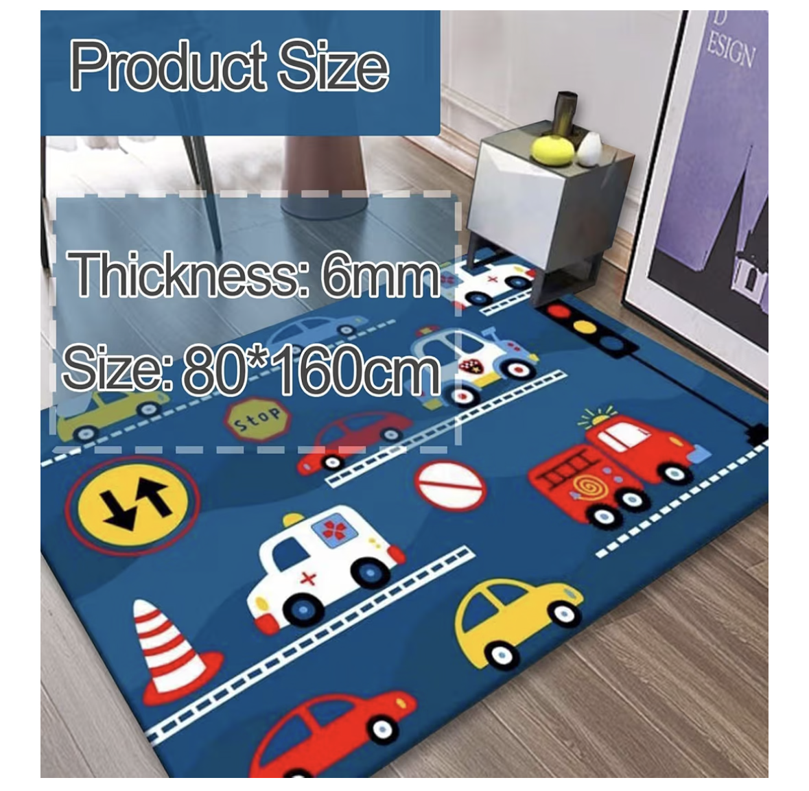 Rug for Kids Room, 80 * 160cm Kids Cars Baby Play Mat Kids Rug for Floor, Kids Classroom Rug Play Carpet for Children Bedroom Playroom (Transportation Cars)