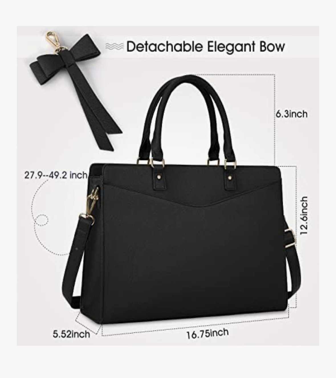 Laptop Bag for Women 15.6 Inch Waterproof PU Leather Tote Bag Business Office Work Bag Briefcase Computer Tote Bag