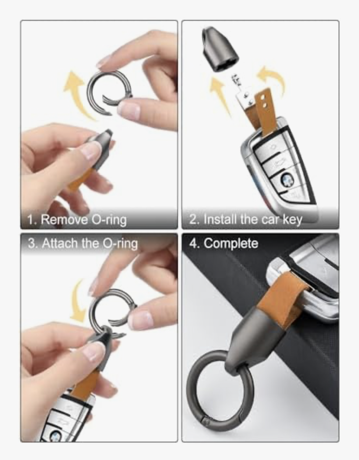 Car Key Chain Ring and Clip — Small Car Key Accessories with Hanging Rings and Zinc Alloy Clip