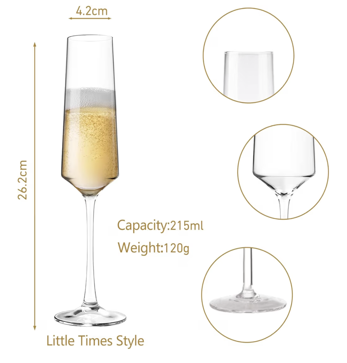 THMINS Champagne Glasses,6-Piece Elegant Crystal Stemmed Flute Set,Perfect for Prosecco,Sparkling Wine, Mimosas,Cocktails,Beverages,Ideal for Weddings,Anniversaries,Parties,Special Occasions