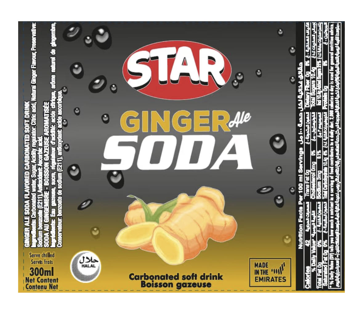 Star, Ginger Soda Carbonated Soft Drink, 300 ml, Pack Of 6