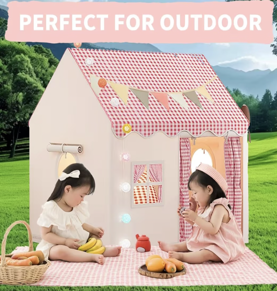 Large Kids Tent House Indoor Outdoor,Toddler Play Tent With Birthday Party Decoration,Play house for Baby Princess Castle Tent, Kids Indoor Room Toys for Girls Boys (pink)