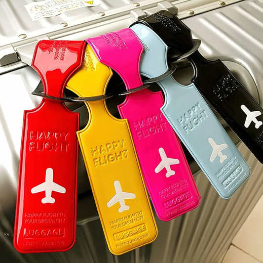 5-Pack Airplane Luggage Tags, Durable PVC Tags for Suitcases/Backpacks Lost Bag Prevention Stylish Plane-Patterned Travel Accessory Set for Secure & Quick Suitcase Identification