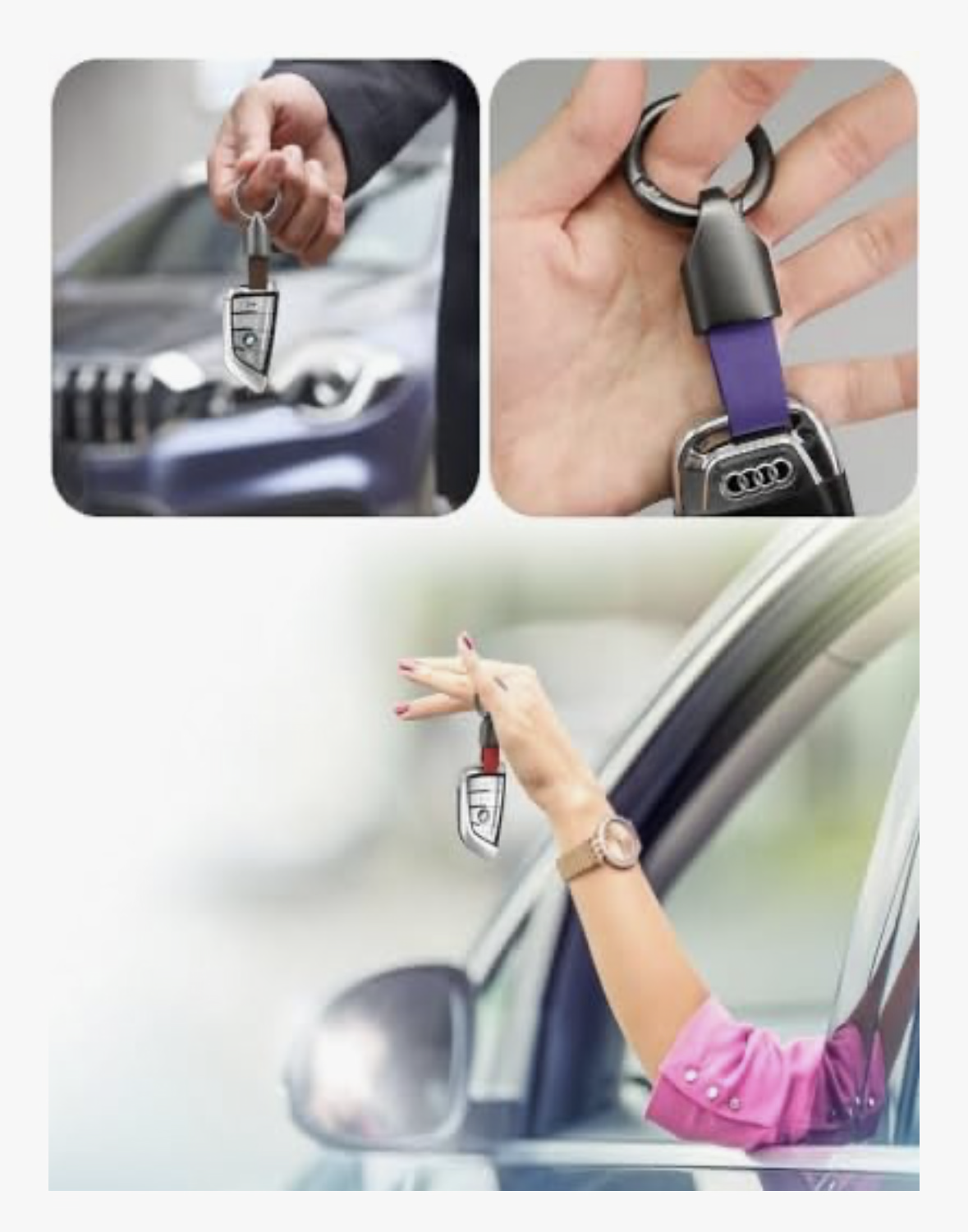 Car Key Chain Ring and Clip — Small Car Key Accessories with Hanging Rings and Zinc Alloy Clip