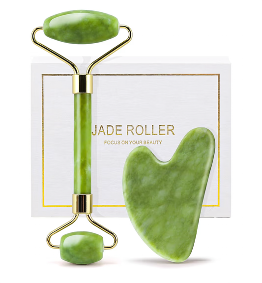 huefull Genuine Jade Roller & Gua Sha Set for Face, Cooling & Firming Effect, Sculpting Tool for Jawline & Skin Care, Self-Care Gifts for Women & Men