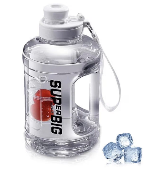 Large Water Bottle Leak-Proof Sports Drink Bottle, 1.6L Motivational Flip Top Water Jug Big Drink Jug Lid 2 Drinking Ways with Removable Straw & Handle for School Outdoor Cycling Fitness Gym Travel