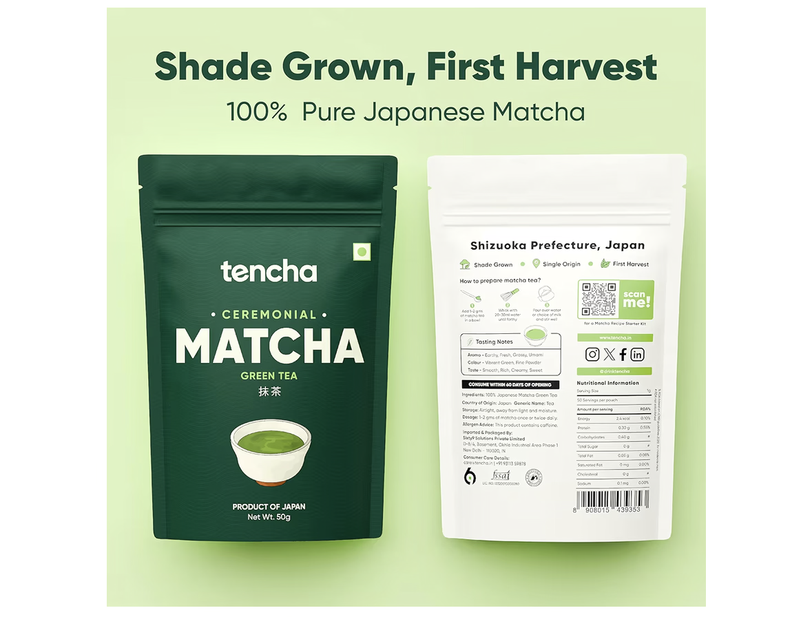 Tencha Ceremonial Matcha | Japanese Matcha Green Tea Powder | Sourced from Shizouka, Japan | Vegan | No Artificial Sweeteners | 50 GM,