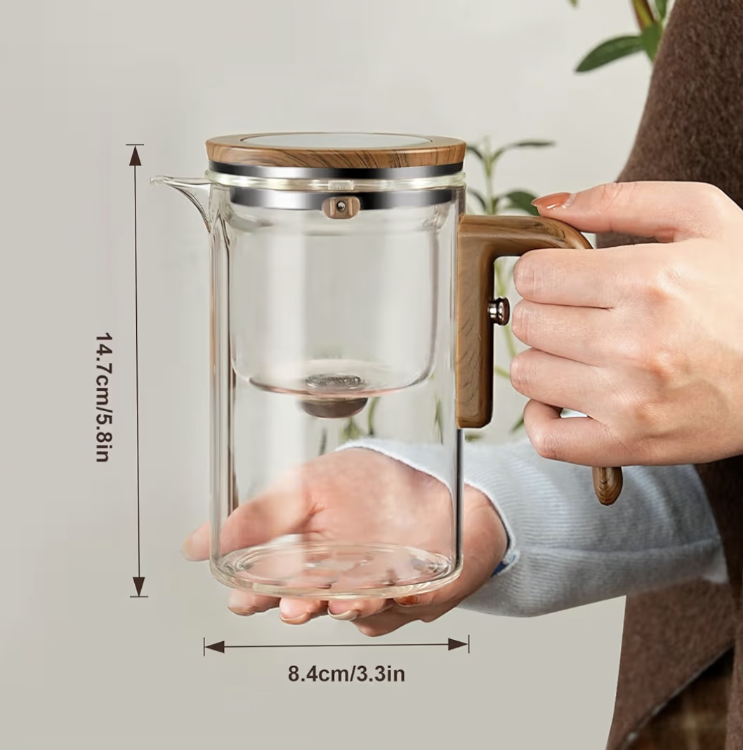 Enchanti Tea Pot, Glass Teapot with Infuser, Magic Witchcraft Enchanted Tea Kettle with Strainer for Water Separation, Magical Push Control Tea Maker for Loose Leaf & Herbal Teas -600ML