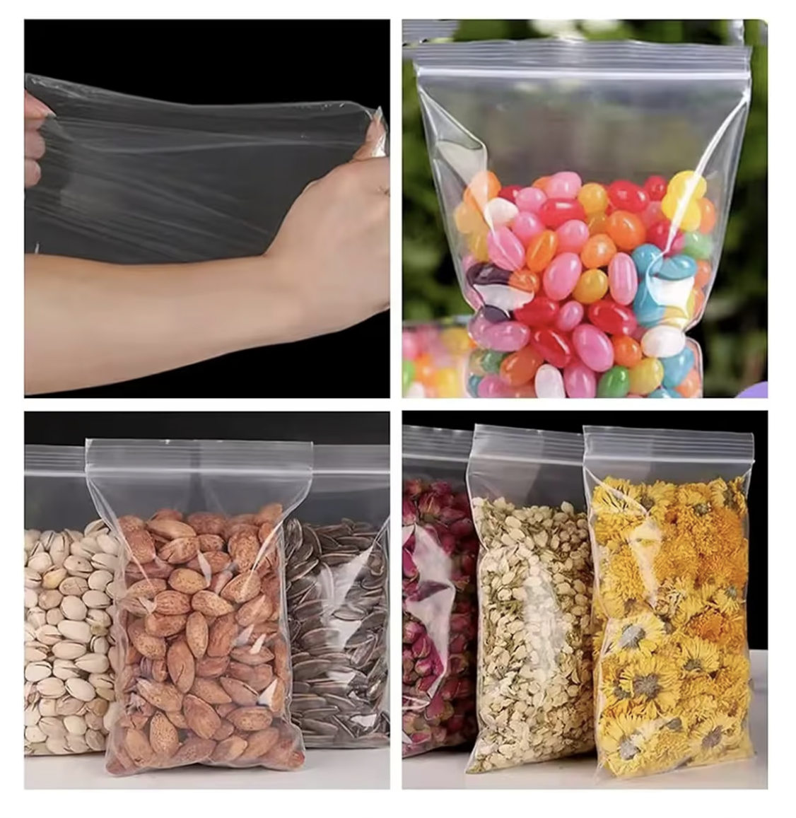 SNH Packing 100 Resealable Zip Bags - Clear Plastic Baggies 15x20 cm for Sandwiches, Snacks, Travel & Everyday Food Storage
