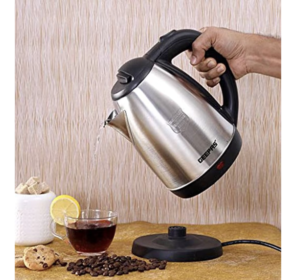Electric Tea Kettle 1.8 L, Auto Shut Off And Boil Dry Protection, Safety Lock Lid, 360 Degree Rotational Base, Stainless Steel, Ergonomic Handle, Perfect Pour, Large Capacity 1.8 L 1500 W GK5454B