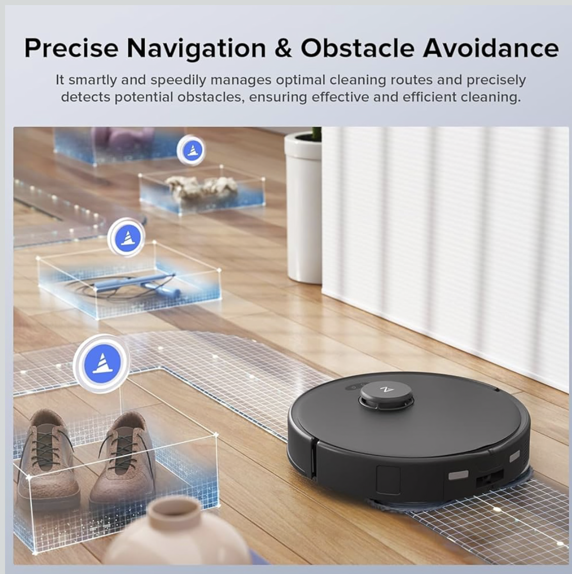 Roborock Qrevo C Pro Robot Vacuum and Mop, 18,500Pa Suction, Dual Zero-Tangling, FlexiArm Side Brush, Hot Water Mop Washing & Warm Air Drying, Self-Emptying&Refilling, Smart Obstacle Avoidance, Black