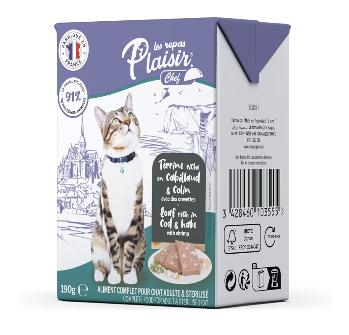Plaisir Chef Cat Food – Cod & Hake Loaf with Shrimp, 190g – Ocean-Inspired Protein Mix