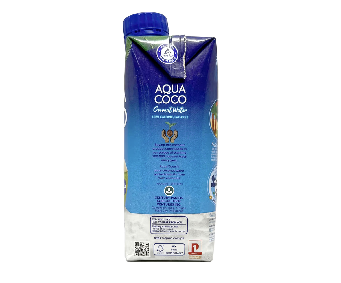 Aqua Coco 100% Natural Coconut Water 330ML Pack of 6, White