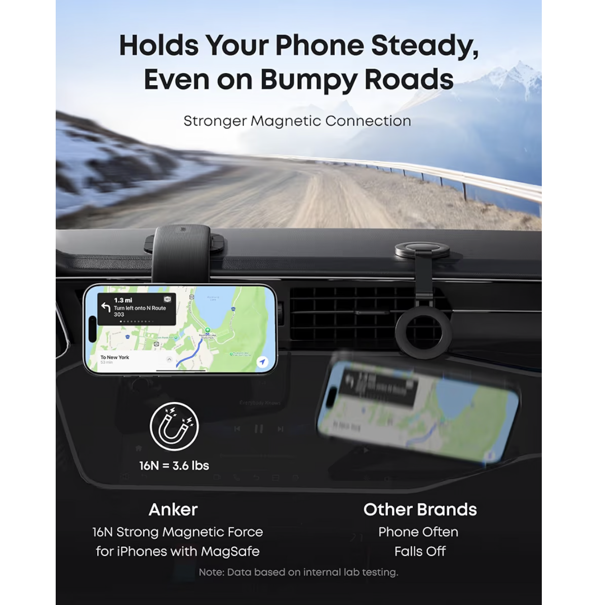 Anker Magnetic Car Mount for iPhone 16/15, 360° AdjustableCar Phone Holder with Alloy Bracket, Only for iPhone 16/16 Pro/16 Pro Max/16 Plus and More (Does Not Support Charging)