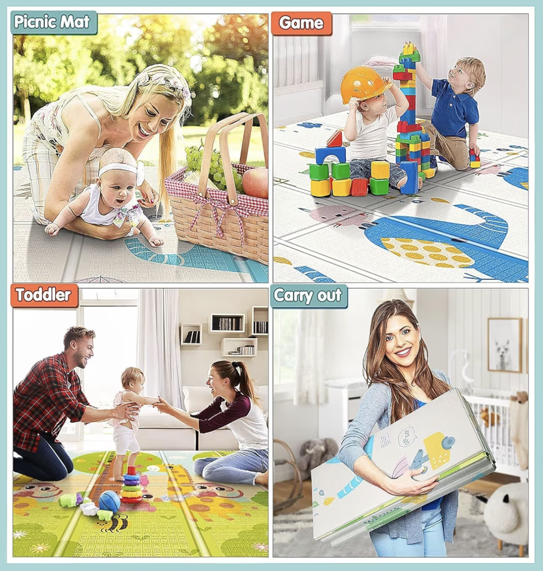 Baby Play Mat, Foldable Foam Floor Baby Crawling Mat