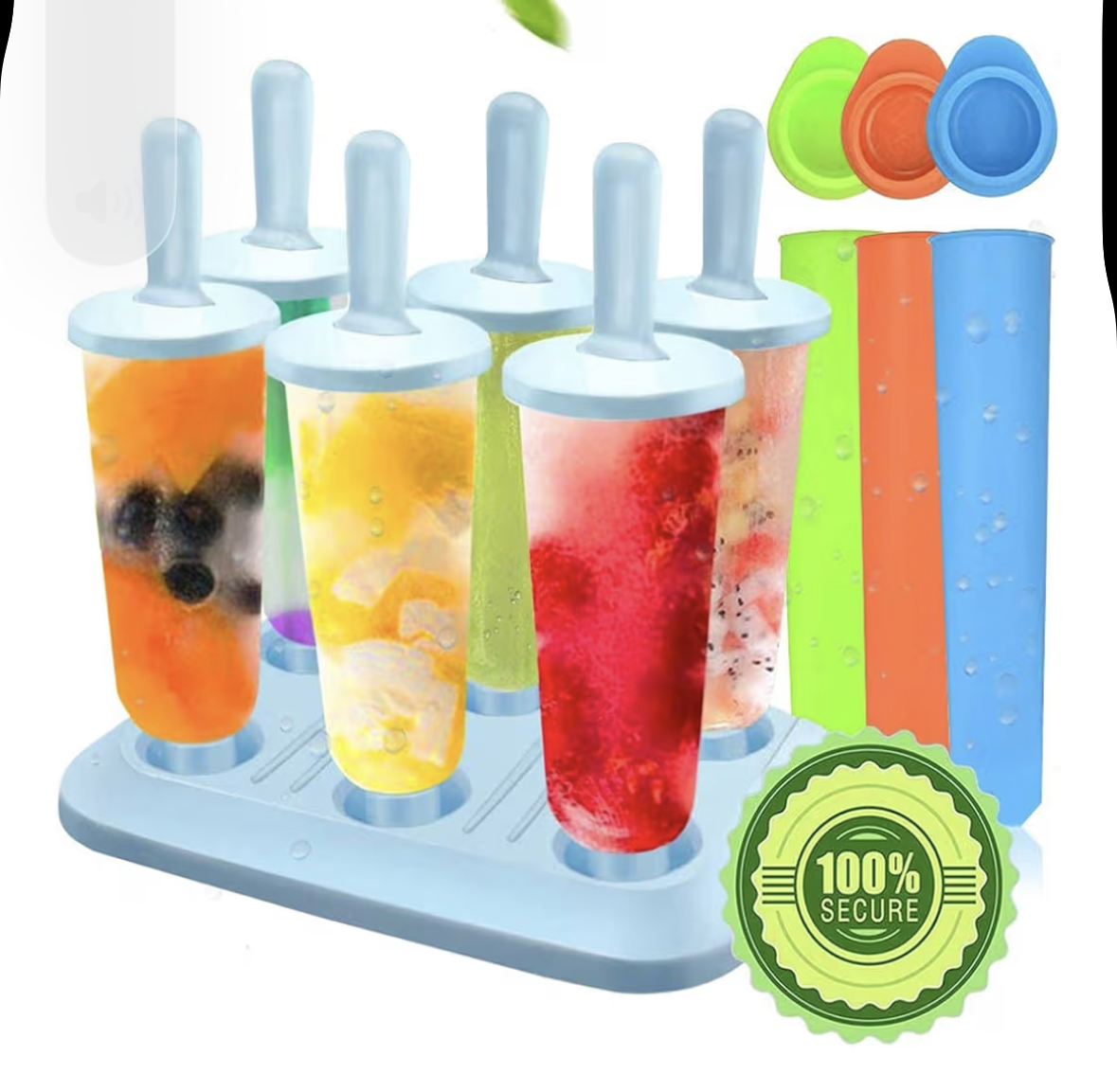 Moulds Set, Ice Lolly Makers,Ice Lolly Moulds Ice Cream Reusable Silicone DIY Popsicle Moulds for Kids,Toddlers and Adults with Non-Spill Lid Cleaning Brush