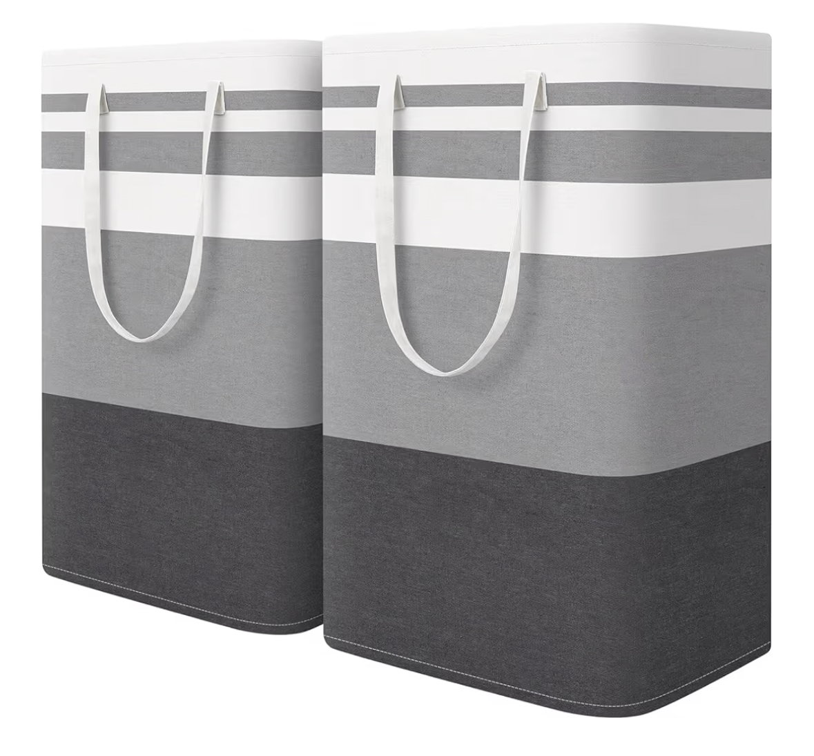 2-Pack Laundry Basket 75L, Waterproof, Freestanding Large Laundry Hamper, Collapsible Tall with Easy Carry Handles for Clothes Room Bedroom Bathroom Dorm-(Gradient Grey)