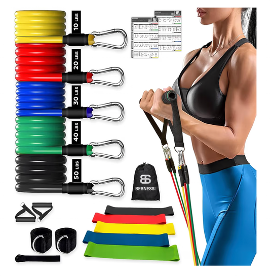 Set of 16 Pcs Resistance Bands for Workout Kit Men & Women up to 150 Lbs, Exercise Resistance Tubes Set Workout Bands with Door Anchor Handles Legs Ankle Straps for Training Home Shape Body