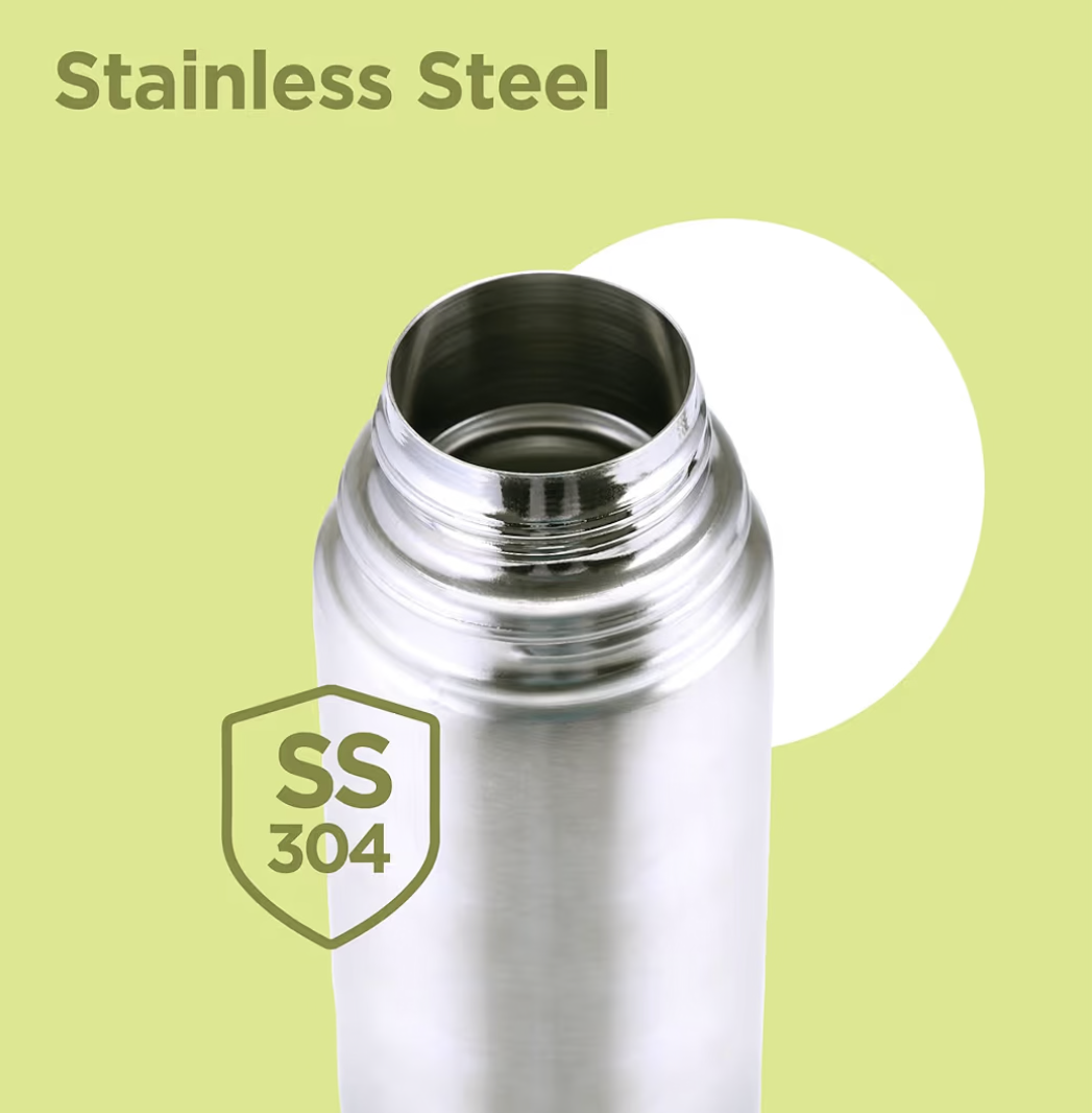 Milton Thermosteel Flip Lid 1000, Double Walled Vacuum Insulated Thermos 1000 ml | 34 oz | 1 Ltr | 24 Hours Hot and Cold Water Bottle with Cover, Stainless Steel, BPA Free,Leak Proof | Silver