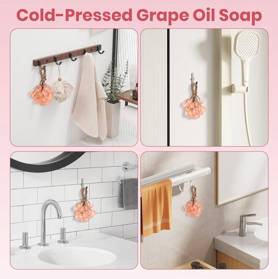 Grape Soap on a Rope, Handmade Grape Cluster Shape Soap Bar, Unique Decorative Bath Soap, Aromatic Hand Wash Gift for Home Decor, Men & Women