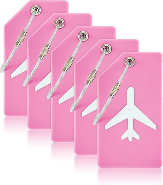 Xspring Silicone Luggage Tags, 6 Pack Durable Baggage Tags with Stainless Steel Loops, Waterproof Luggage Tags for Women and Kids, Ideal Suitcase Accessories for Air Travel and Vacation