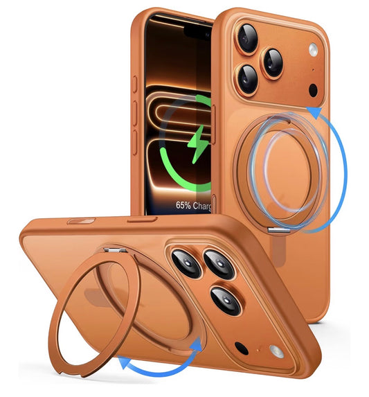 JETech 360 Degree Rotatable Ring Case for iPhone 17 Pro 6.3-Inch with Camera Control Button, Compatible with MagSafe, Slim Shockproof Phone Cover with Stand & Ring Holder (Orange)