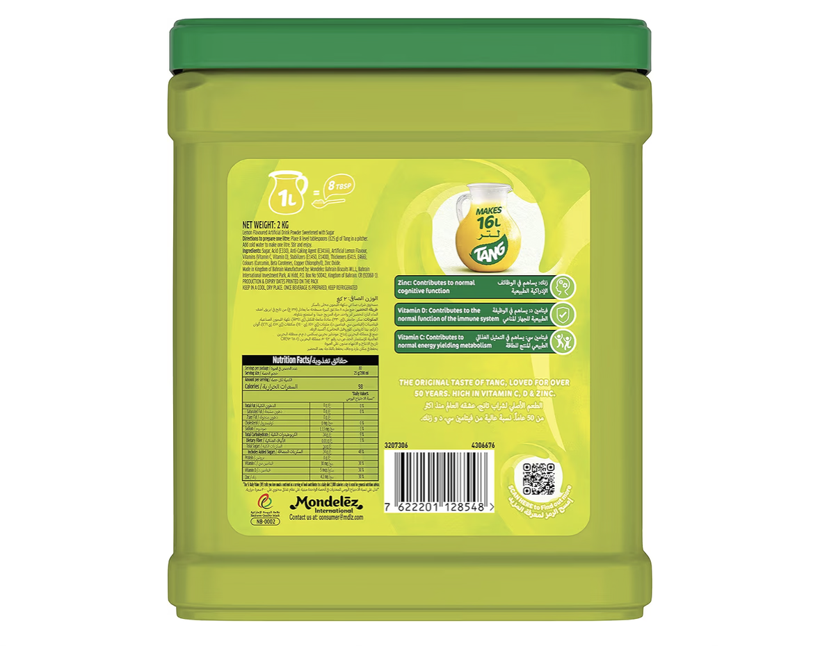 Tang Lemon Flavoured Drinking Powder - 2kg Jar