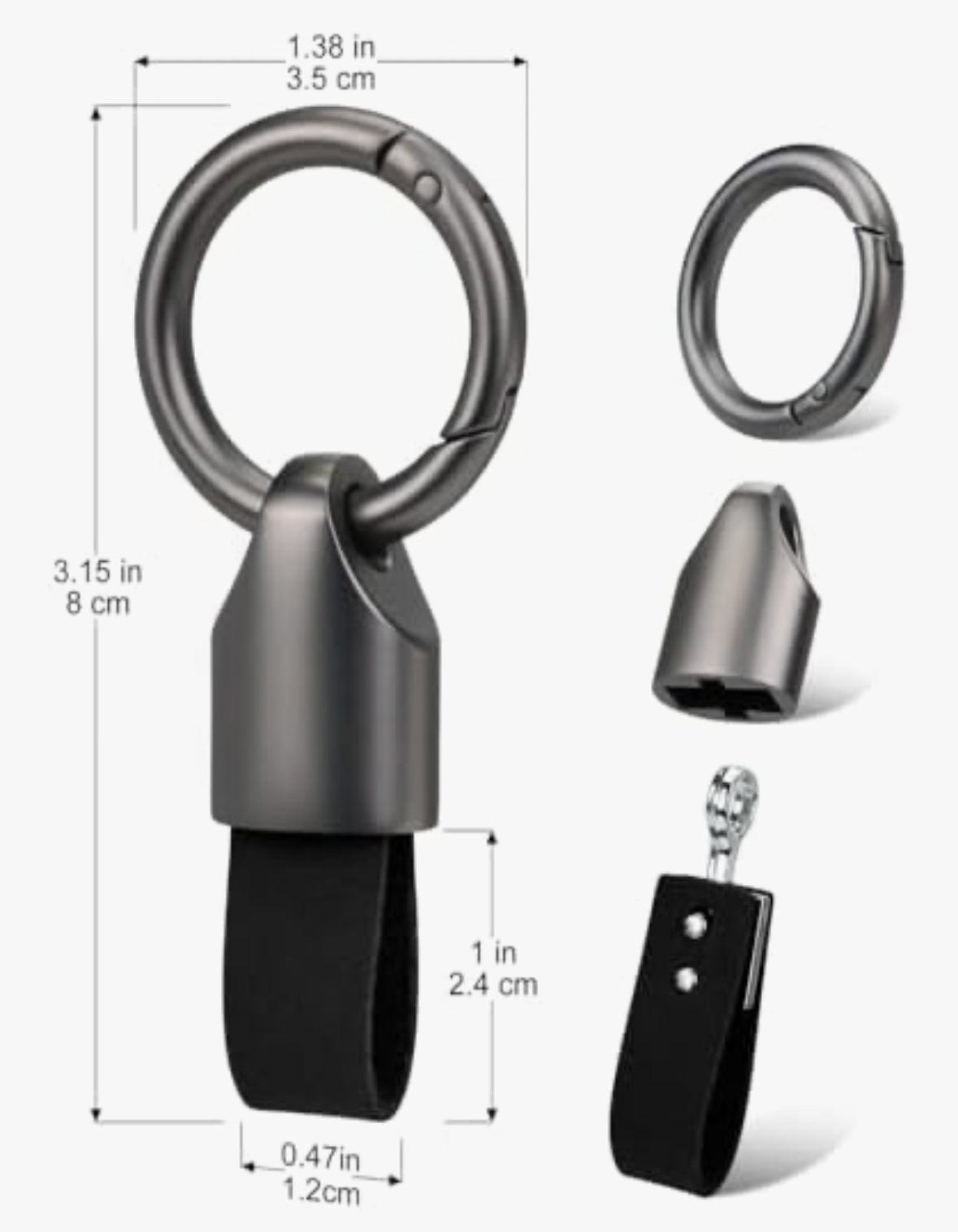 Car Key Chain Ring and Clip — Small Car Key Accessories with Hanging Rings and Zinc Alloy Clip