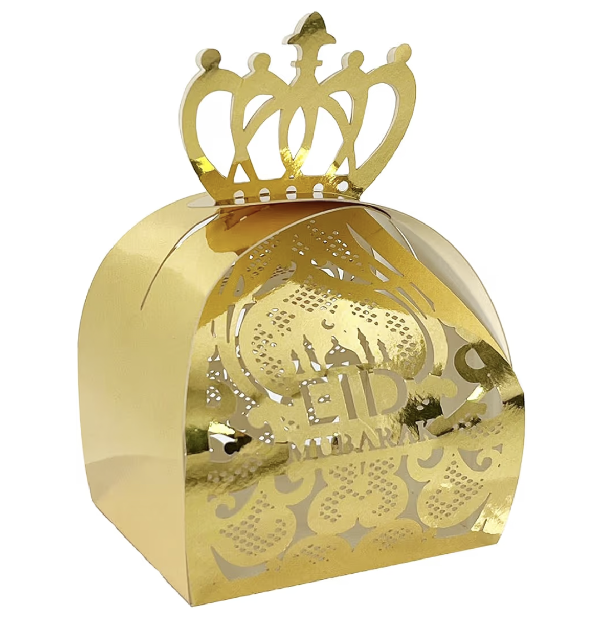 Eid Mubarak Candy Boxes Gold 5.4x4.6x8.5cm 6Pcs/Pk