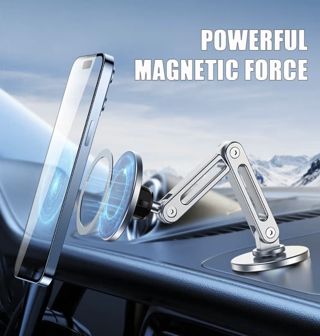 NALACAL Strong Magnetic Phone Holder for Car Phone Mount, Magnets Stand for iPhone 14 13 12 Pro Max Accessories Aluminum Alloy GPS Holder (Silver)
