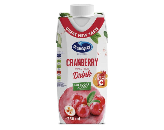 Ocean Spray Cranberry Fruit Drink No Sugar Added, 250ml, Contains Vitamin C