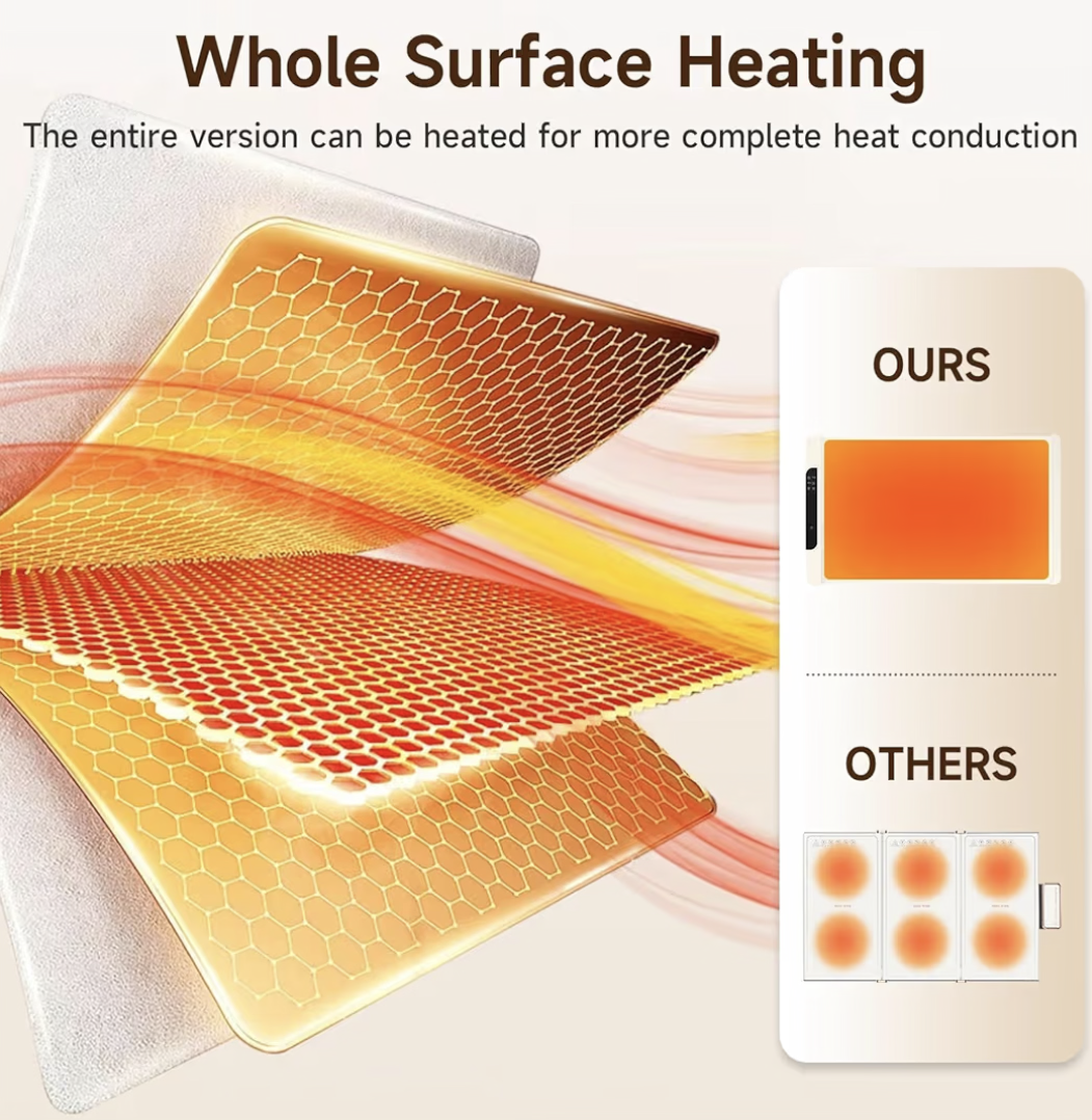 Electric Food Warming Mat with 10 Temperature Settings, Rollable & Portable Electric Warming Tray, Foldable Heating Mat for Countertop, Parties, Buffet, Family Gatherings, Holidays