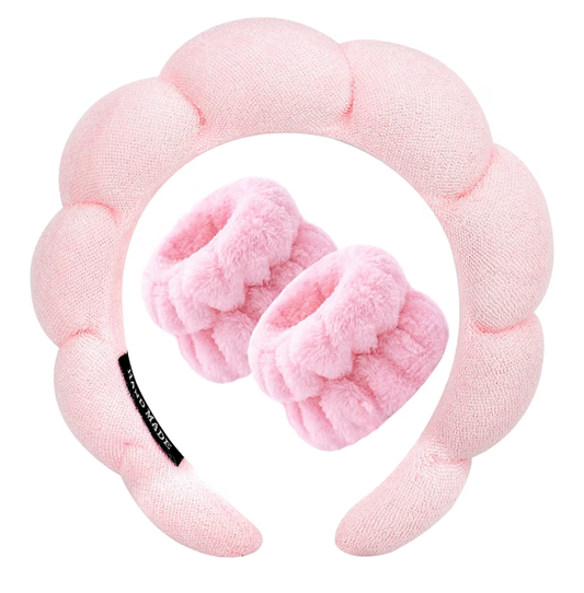 Zkptops - Spa Headband - Face Wash, Makeup, Skin Care - Soft Bubble Terry Headband for Women Girls Hair Accessories Padded Non-Slip Hair Accessories - (Pink)