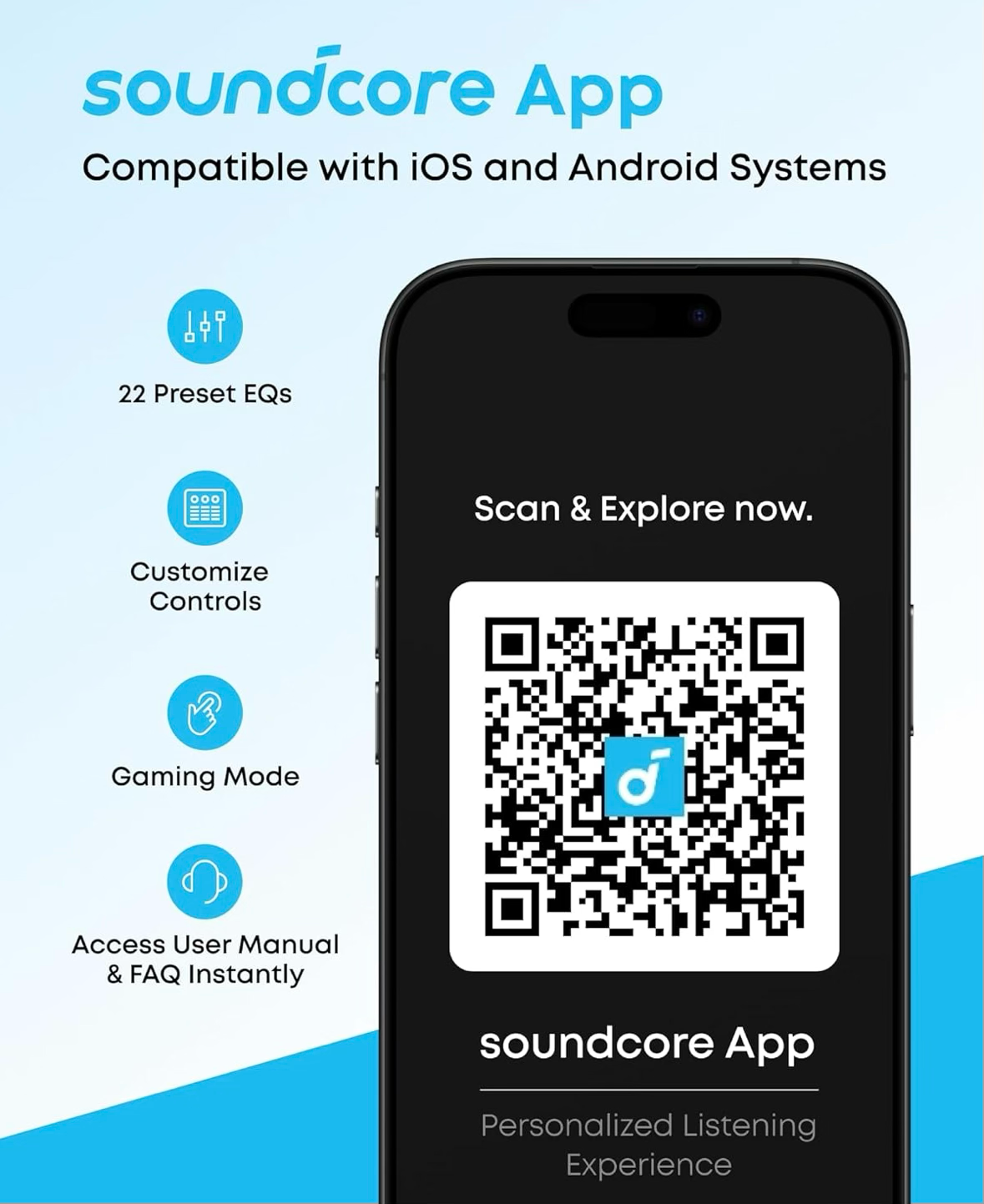 Soundcore by Anker R50i True Wireless Earbuds, 10mm Drivers with Big Bass, Bluetooth 5.3, 30H Long Playtime, Water-Resistant, 2 Mics for AI Clear Calls, 22 Preset EQs, Customization via App (Black)