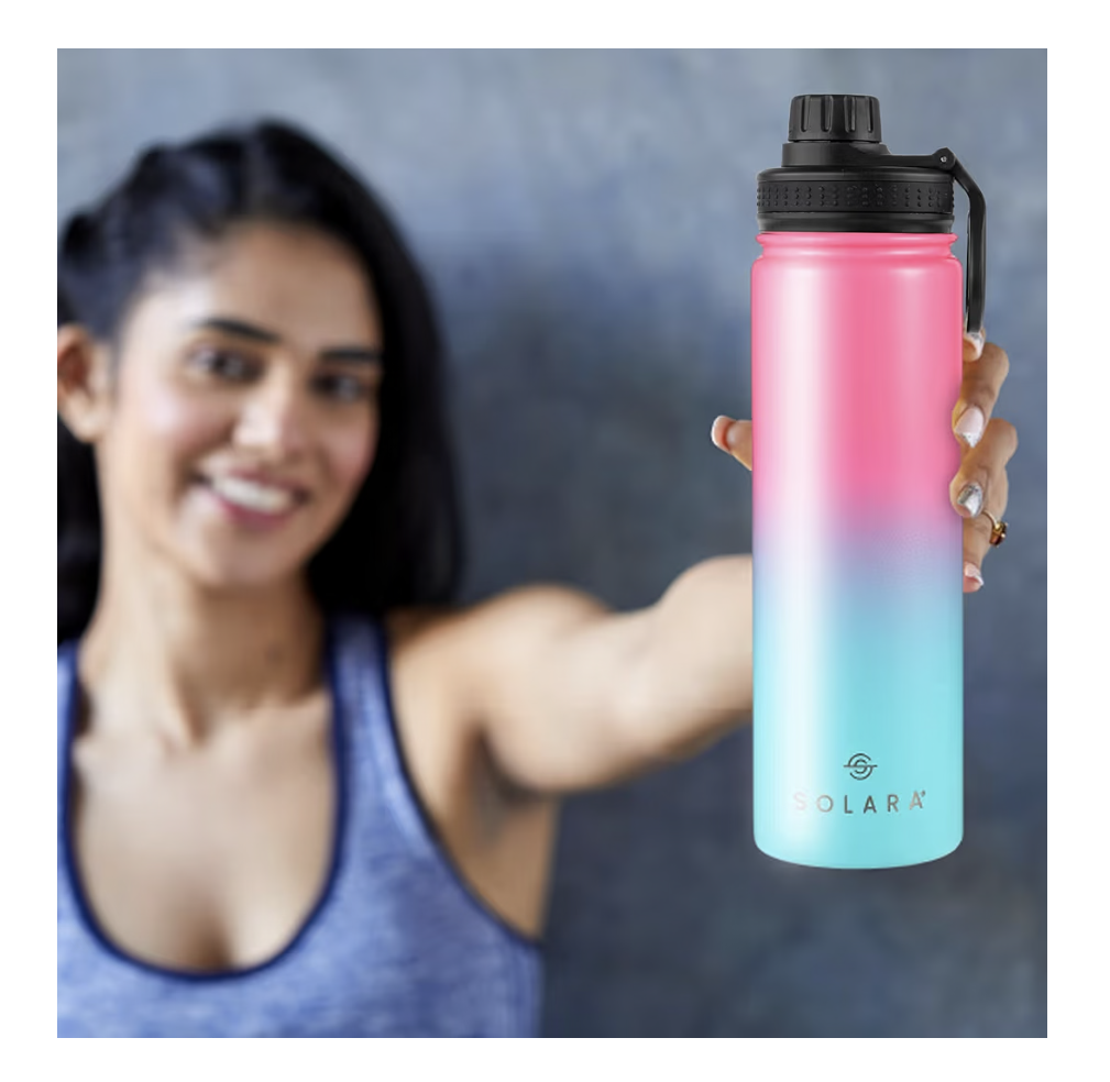 SOLARA Insulated Bottle 650ml, Hot Water Bottle, Thermosteel Water Bottle for Travel, Home, Office, School, Gym, Adults, Water Bottle Hot and Cold, Sipper Bottle, Blue Wave