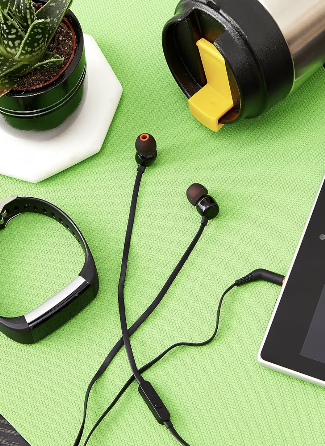JBL Tune 110 Wired In-Ear Headphones, Deep and Powerful Pure Bass Sound, 1-Button Remote/Mic, Tangle-Free Flat Cable, Ultra Comfortable Fit - Black, JBLT110BLK