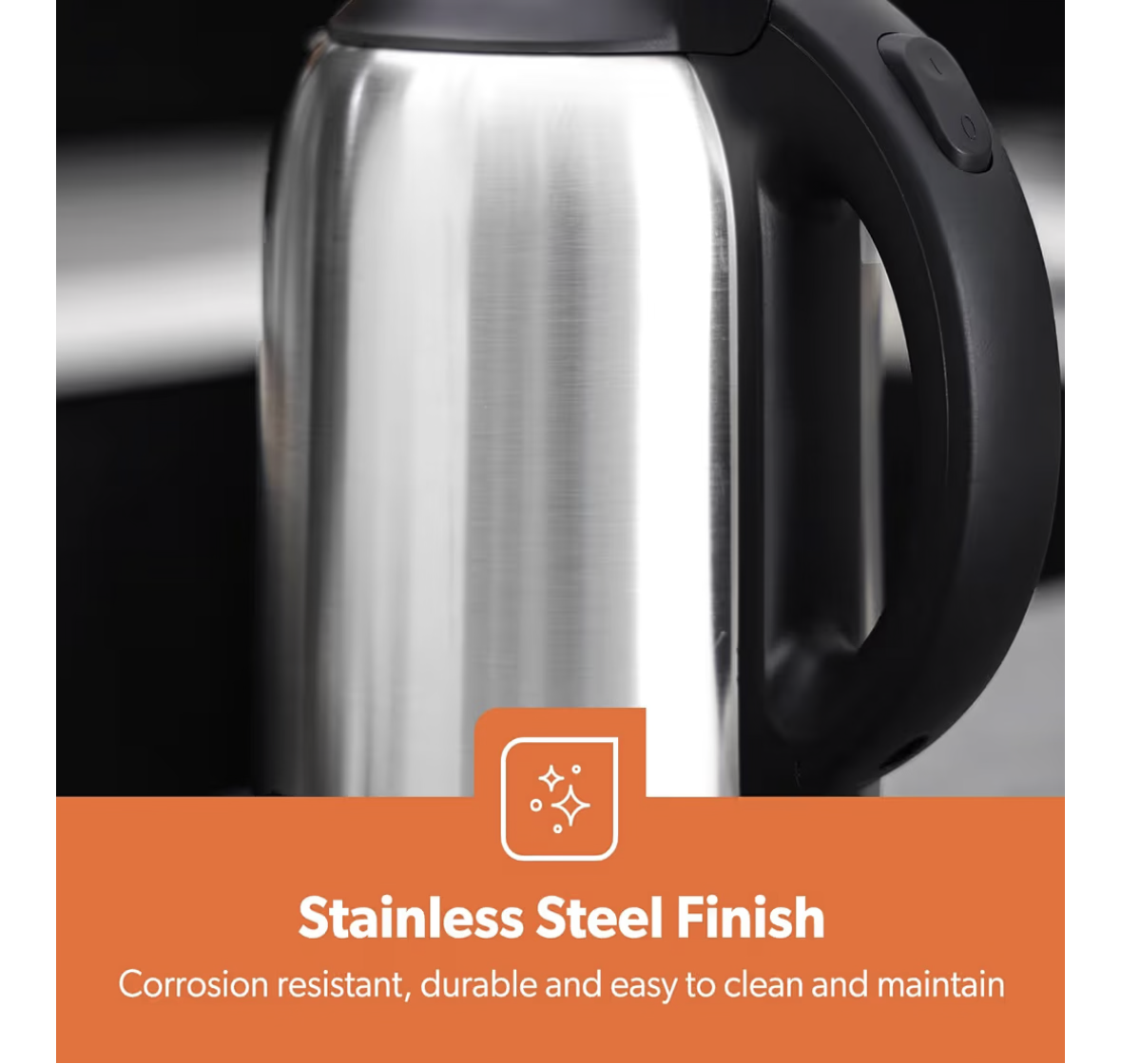 Geepas Stainless Steel Electric Kettle With Auto Shutt off and Boil Dry Protection 1.8 L 1800 W GK5466 Silver/Black