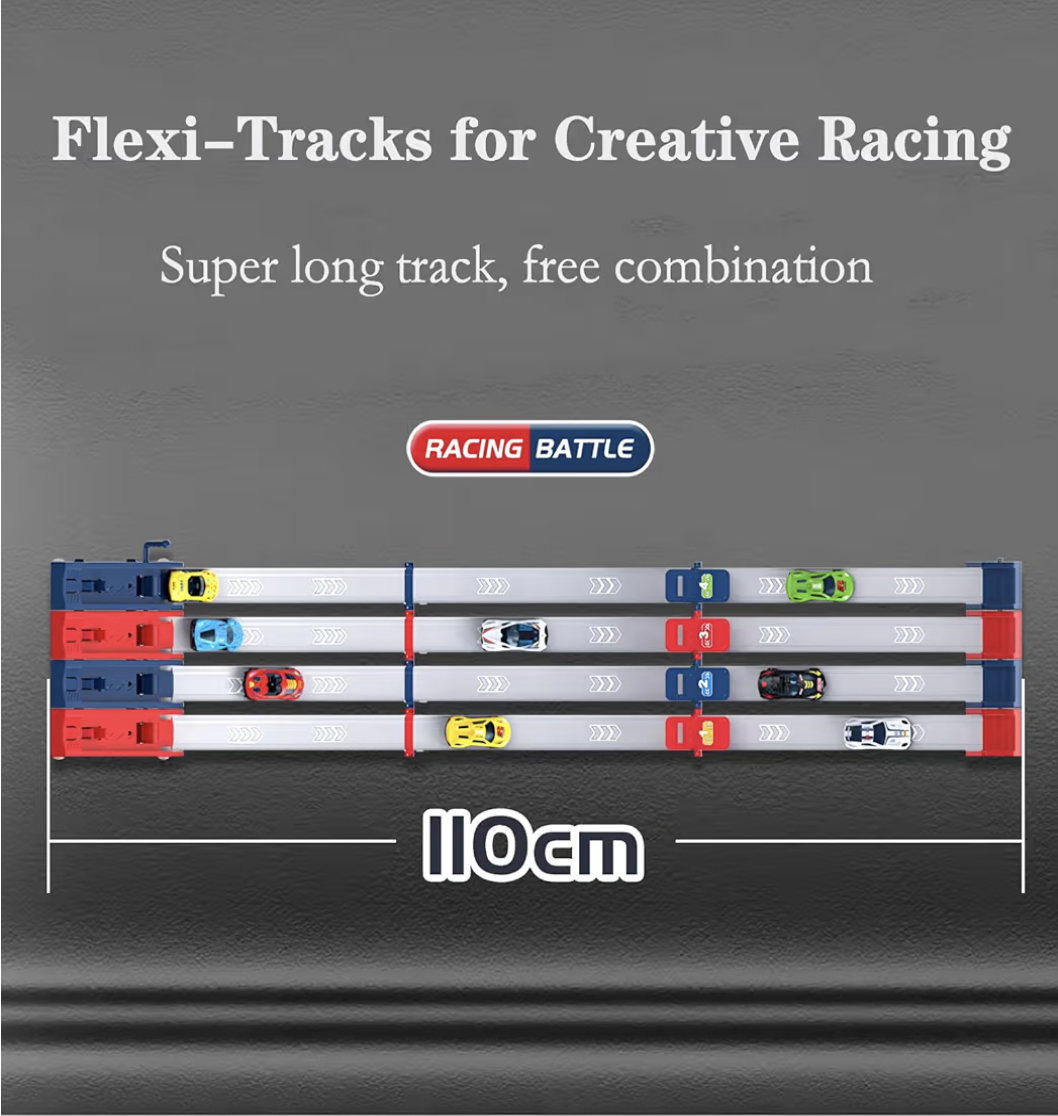 Slot Car Race Track Sets for Boys, Racing Car Track with Slot Cars & Accessories,Dual-Track Racing for 1 or 2 Players,Toys Gifts for Boys Girls Ages 4 5 6 7 8-12,Easy Setup (Dual-Track-4 Car)