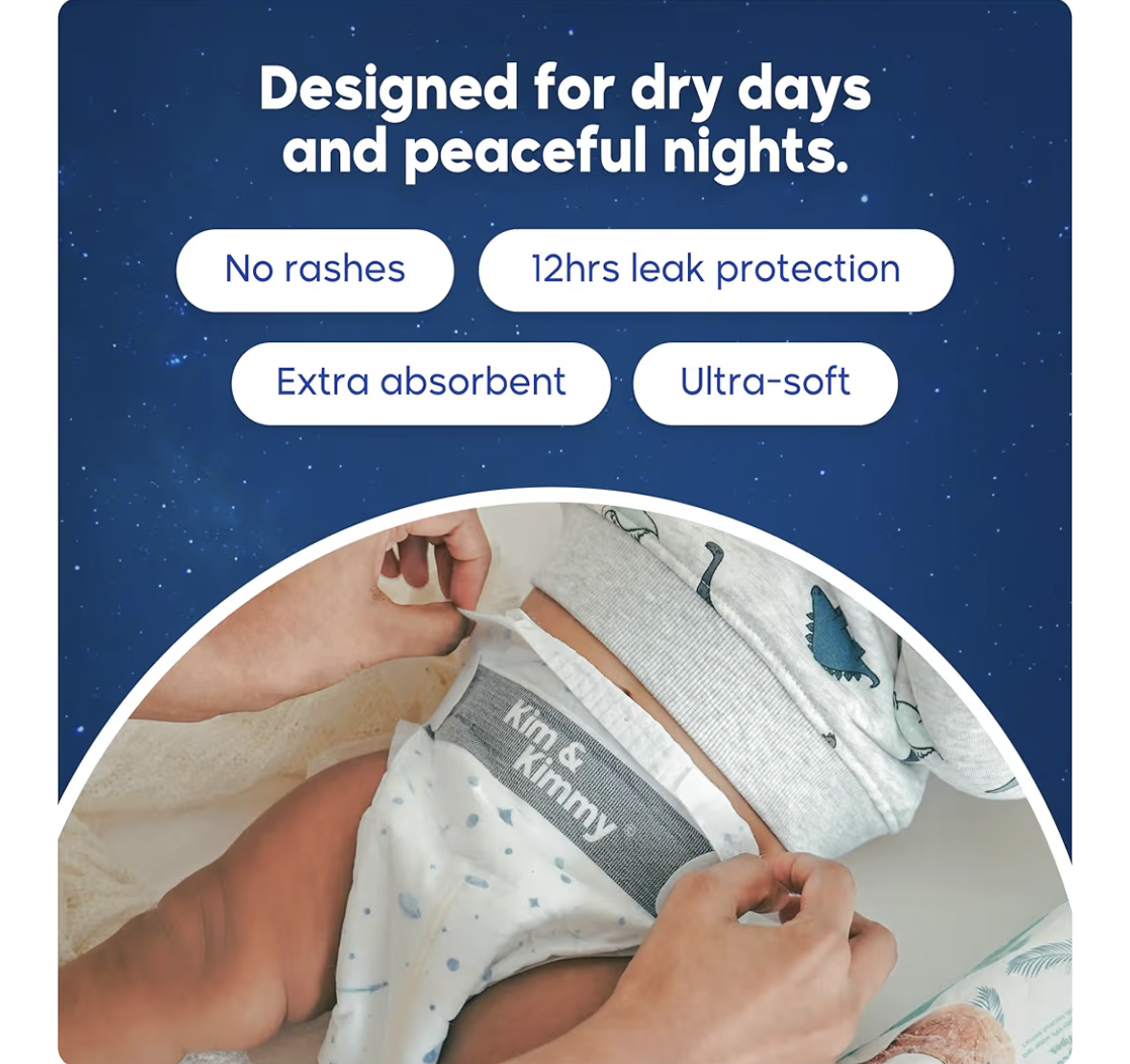 Kim & Kimmy Eco Diapers, New Born, Up to 5 kg, 32 Diapers - 12 Hour Leak Protection, No Rashes, Hypoallergenic - Cruelty Free & Vegan - Funny Icons