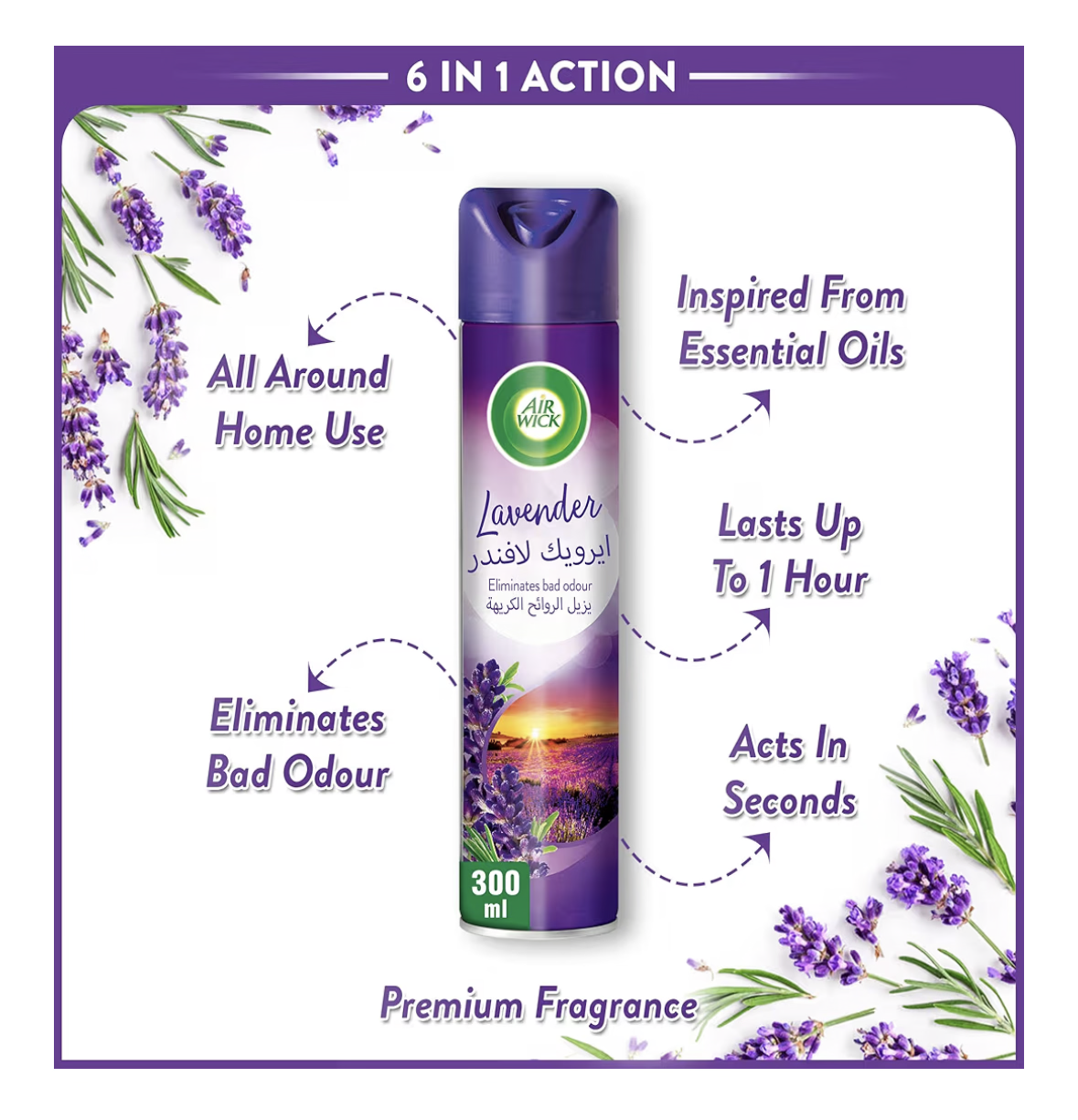 Air Wick Aerosol, Lavender Scent, 300ml, Pack of 3 Pcs